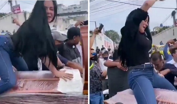 Mulher dança em cima do caixão do marido e vídeo viraliza